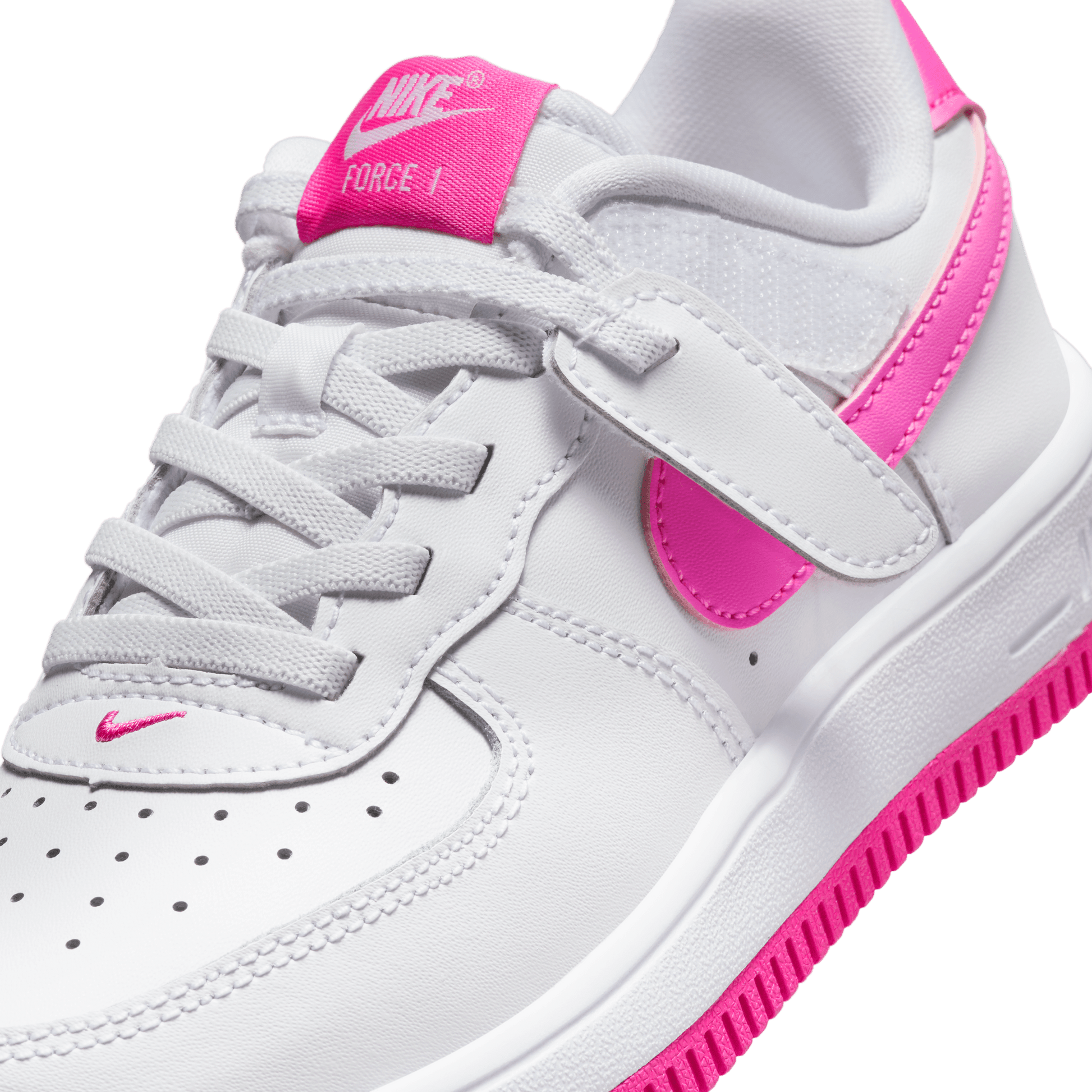 Little Kids' Nike Force 1 Low EasyOn "White Laser Fuchsia"
