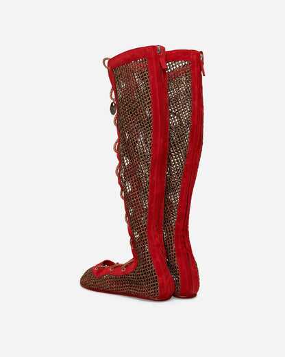 Women's Reticella Knee High Boots Red