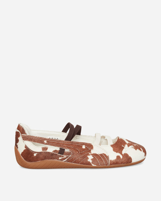 Women's Speedcat Ballet Cow Print Shoes Chocolate Brown / Warm White
