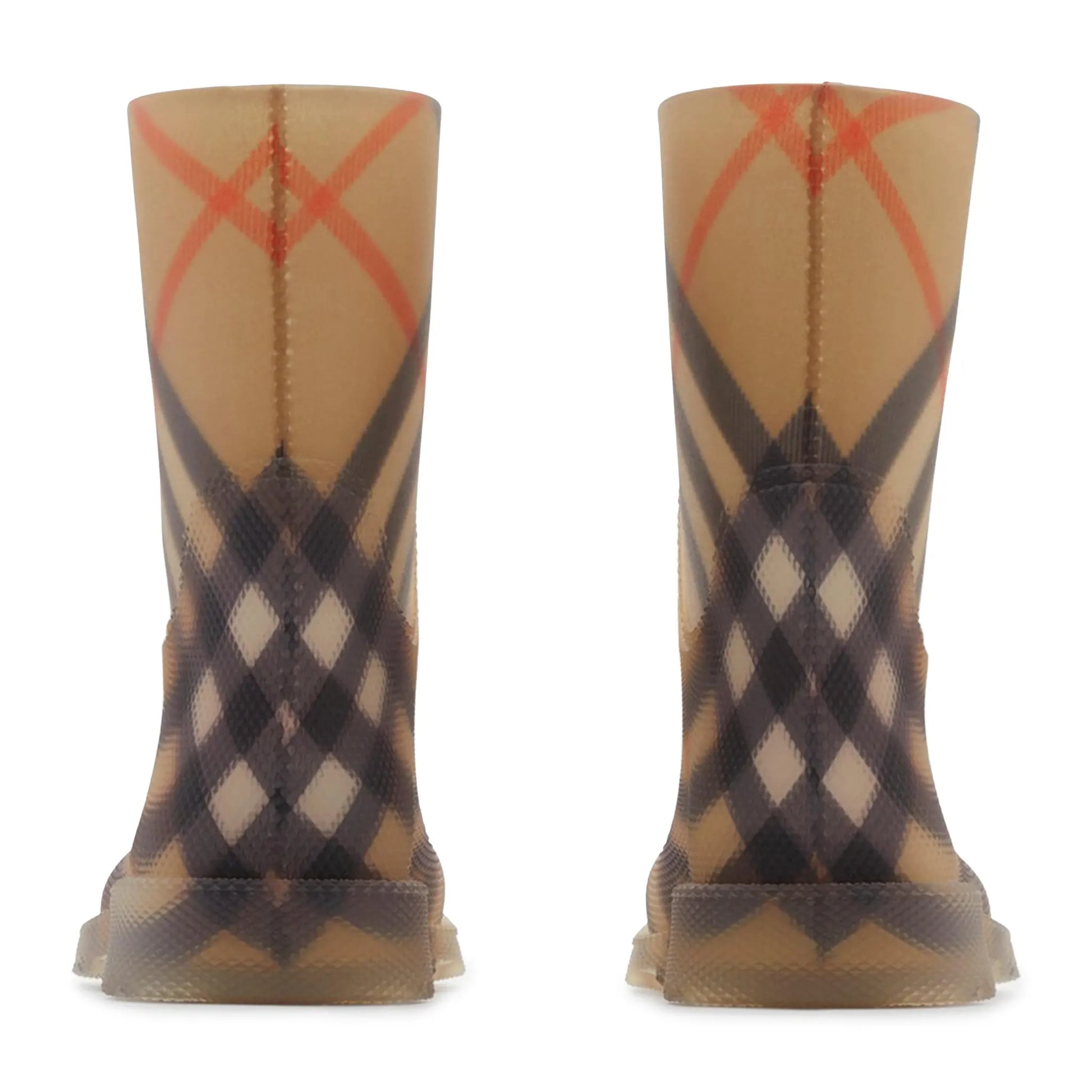 Burberry Kids Check Rubber Marsh Beige High Boots