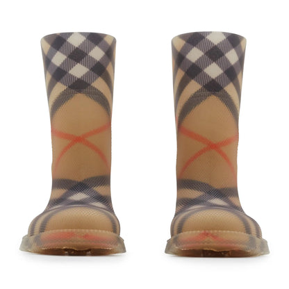 Burberry Kids Check Rubber Marsh Beige High Boots