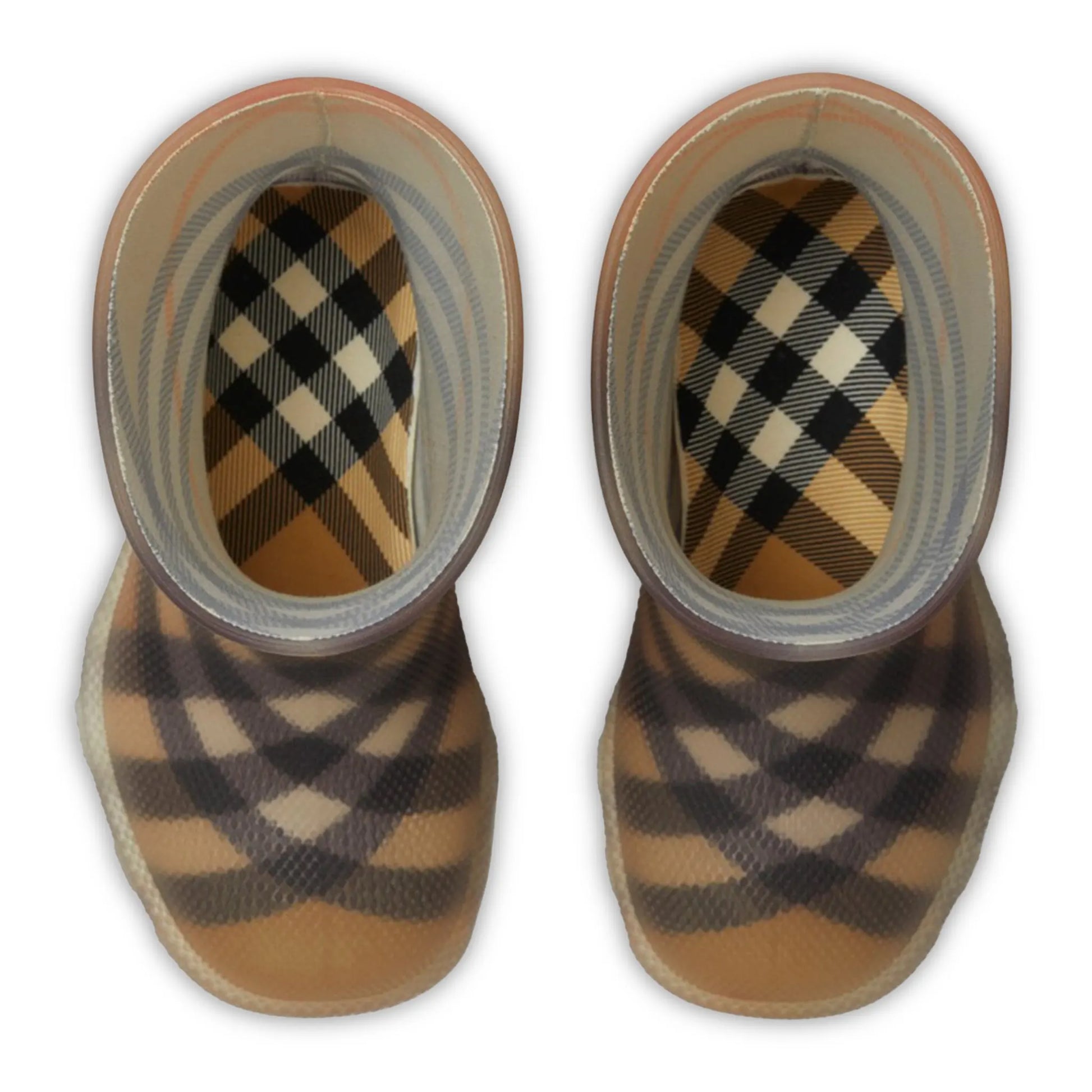 Burberry Kids Check Rubber Marsh Beige High Boots