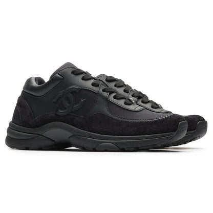 Chanel CC Logo Suede Triple Black Sneaker