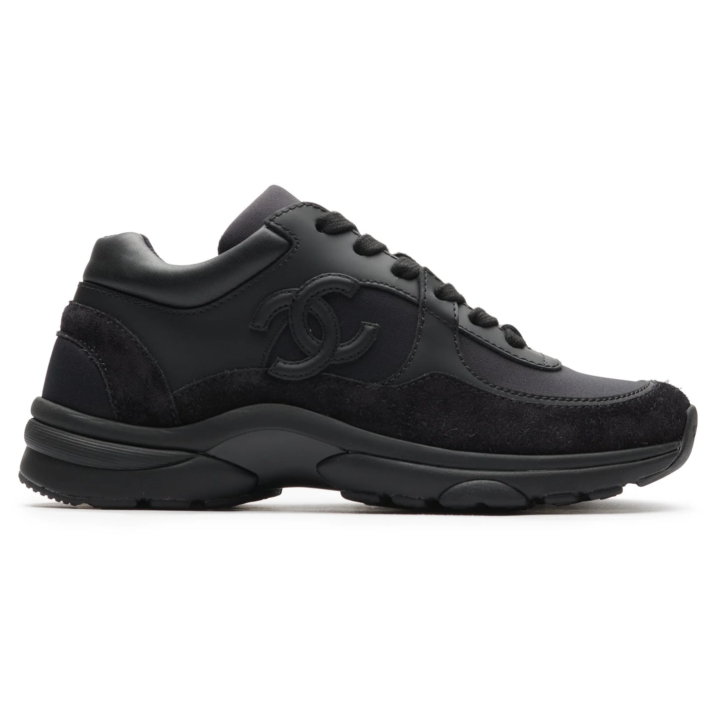 Chanel CC Logo Suede Triple Black Sneaker