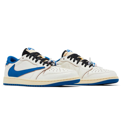 Fragment Design x Travis Scott x Air Jordan 1 Retro Low OG SP Sail Military Blue