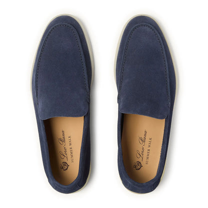Loro Piana Summer Walk Suede Dark Deep Sea Loafers