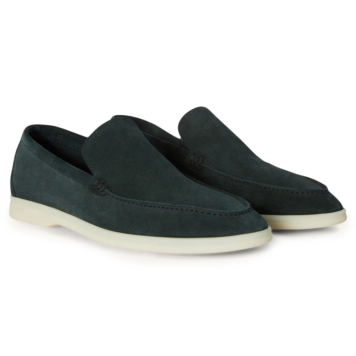 Loro Piana Summer Walk Suede Dark Green Loafers