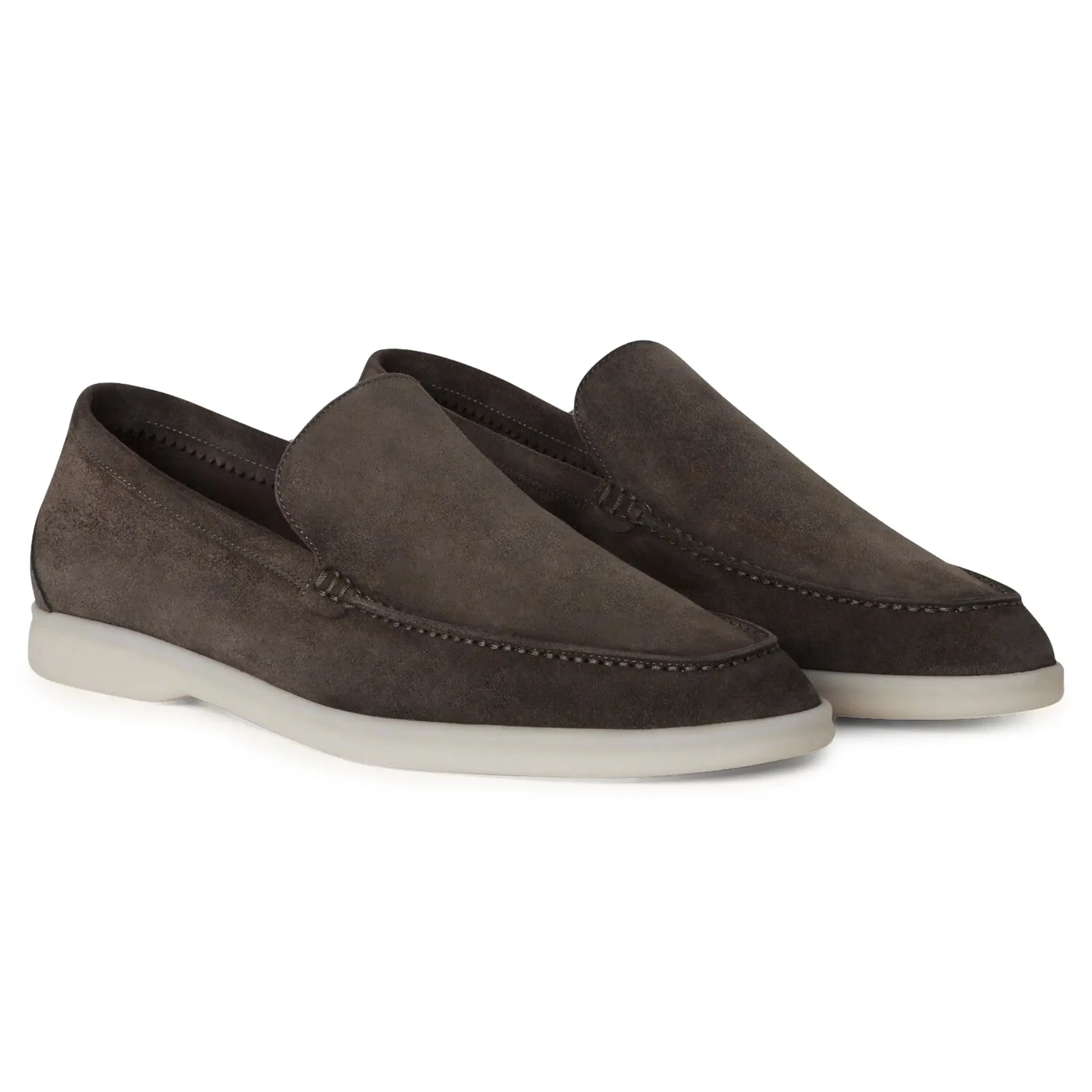 Loro Piana Summer Walk Suede Warm Grey Loafers